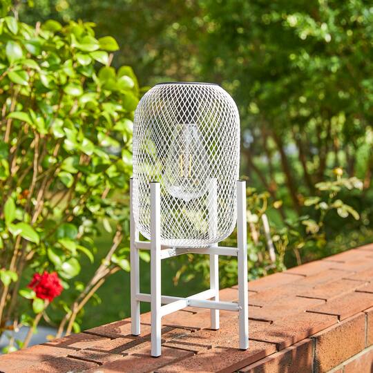 Glitzhome® 14" Metal Mesh Solar Powered Lantern with Stand